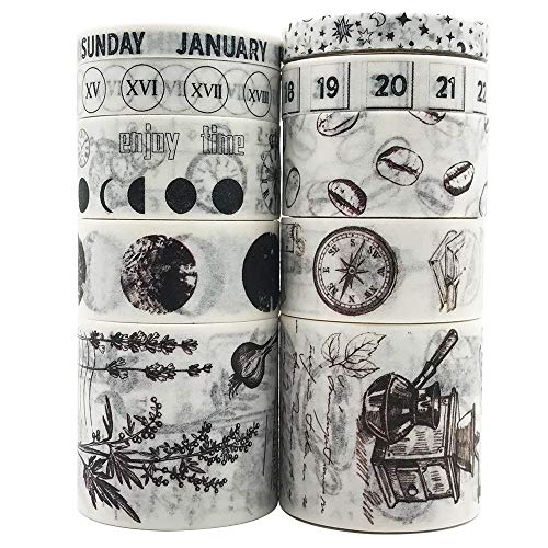 Product Cover Vintage Washi Tapes Set, EnYan 10 Rolls Japanese Masking Decorative Tapes for DIY Crafts and Arts Bullet Journal Planners Scrapbooking Adhesive