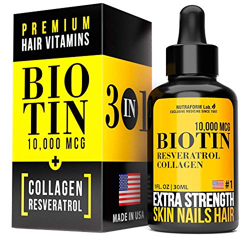 Product Cover Biotin 10000 mcg, Collagen & Resveratrol - Stronger & Healthier Hair, Skin, Nails & Anti-Aging Effect | Organic Revolutionary Supplement 3-in-1 (Anti-Aging Formula) | Made in USA | Visible Effect