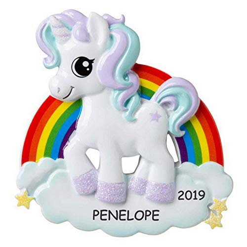Product Cover DIBSIES Personalization Station Personalized Unicorn Kids Christmas Ornament (Rainbow)
