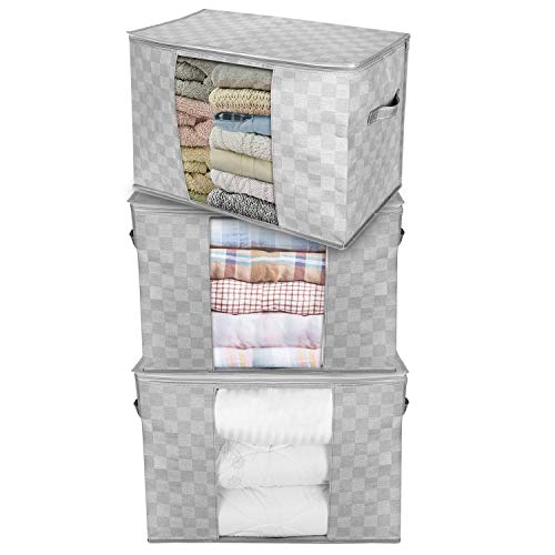 Product Cover VENO Over-Sized Clothes Storage Bag Organizer with Strong Handle Durable Fabric for Comforters, Blankets, Bedding, Foldable with Sturdy Zipper, Clear Window, 22 Gal, Gray, Made of Recycled Material