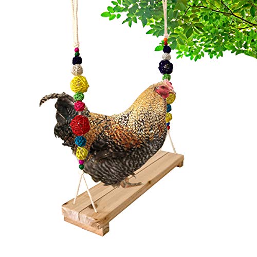 Product Cover Vehomy Chicken Swing Chicken Perch Chicken Wood Stand Chicken Toy for Hens Handmade Chicken Swing Stand Toy for Large Bird Parrot Hens Macaw
