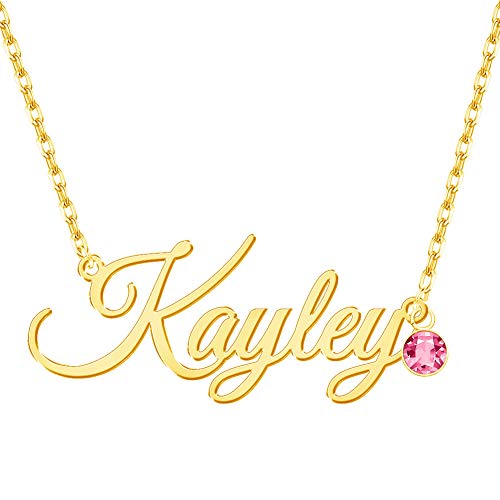 Product Cover YokeDuck Custom Name Necklace Personalized with Birthstone, Customized Necklace Nameplate Pendant Dainty Jewelry Gift for Women, Mother