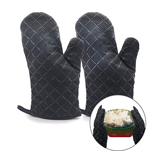 Product Cover Ingahome Oven Mitts 2pcs Pot Holders Heat Resistant up to 482F/250°C Non-Slip Silicone Mesh Mitts Food Grade Kitchen Mitten Cooking Gloves for Baking, BBQ (Silicone Mesh/Black)