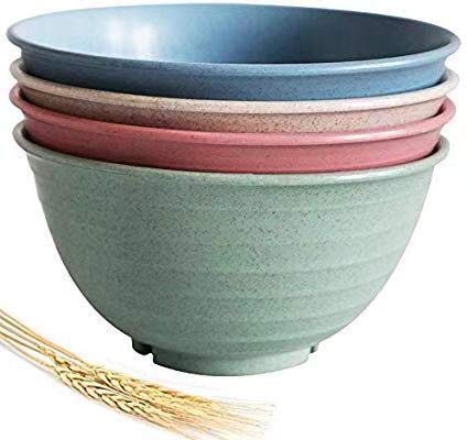 Product Cover Unbreakable Cereal Bowls, (Brand) 30 OZ Lightweight Wheat Straw Bowl for Rice Noodle Soup Snack, Dishwasher & Microwave Safe - BPA Free (4 Pack)