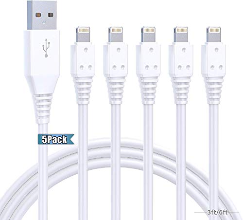 Product Cover iPhone Charger Cable 6FT 5Pack,Lightning Cable 6 FT Ailawuu iPhone Cord Sync USB Fast Charging Compatible with iPhone 11/11 Pro/Pro Max/X/XS Max/XR/8/8 Plus/7/7 Plus/iPad/iPod