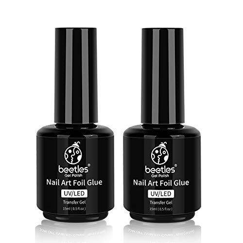Product Cover Beetles Nail Art Foil Glue Gel for Foil Stickers Nail Glue Transfer Tips Star Glues Nail Art Manicure DIY UV LED Lamp Required Soak Off 15ML 2 Bottle