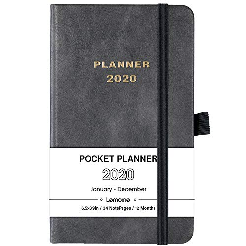 Product Cover 2020 Pocket Calendar - Weekly & Monthly Pocket Planner, Elegant Leather with Pen Hold, Inner Pocket, Banded, 6.4