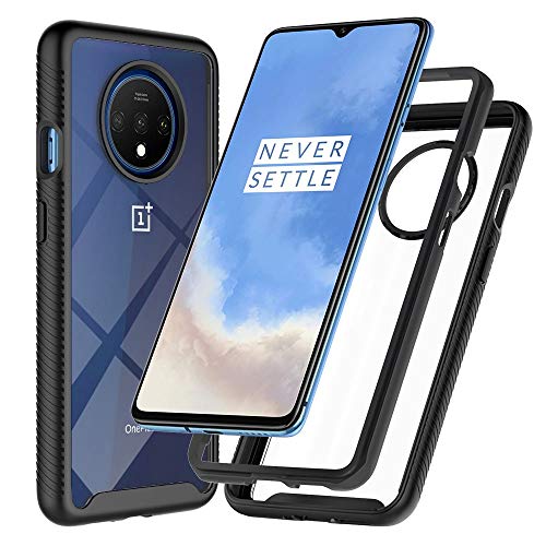 Product Cover Thinkart Three Defense Designed for OnePlus 7T Case,1+7T Case,Crystal Clear Full Body Shockproof Slim Fit Cover for OnePlus 7T Phone (Clear/Black)
