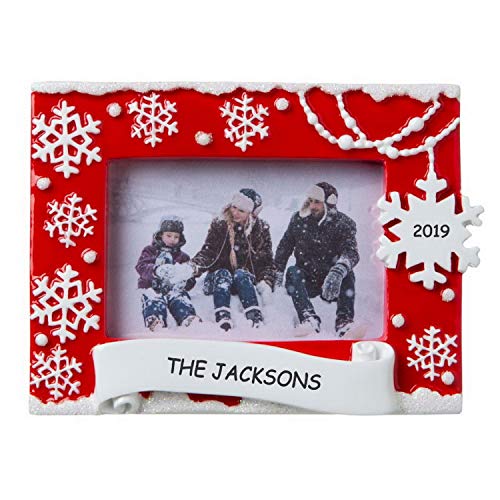 Product Cover DIBSIES Personalized Red Snowflake Picture Frame Family Christmas Ornament