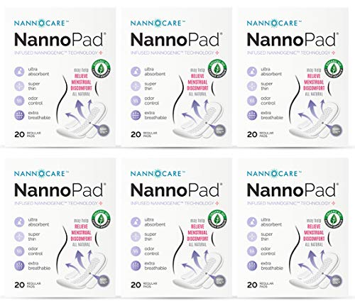 Product Cover NannoPad Certified Organic Cotton Unscented Feminine Day Pads for Women Period - Regular Absorbency Ultra Thin Breathable Length with Wings All Natural Sanitary Napkin (6 Pack)