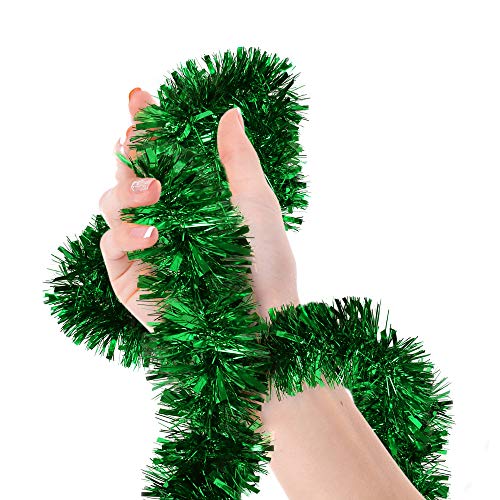 Product Cover Treasures Gifted Mardi Gras Bright Green Tinsel Garland Metallic Streamers Celebrate a Holiday Mermaid Party Indoor and Outdoor Disco Party Decorations Supplies