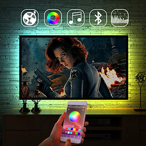 Product Cover LED Strip Lights TV Backlight, APP Control Color Changing LED Strip, RGB Bias Lighting USB Powered for TV, Bed Room, Sync to Music for Party, Android/iOS