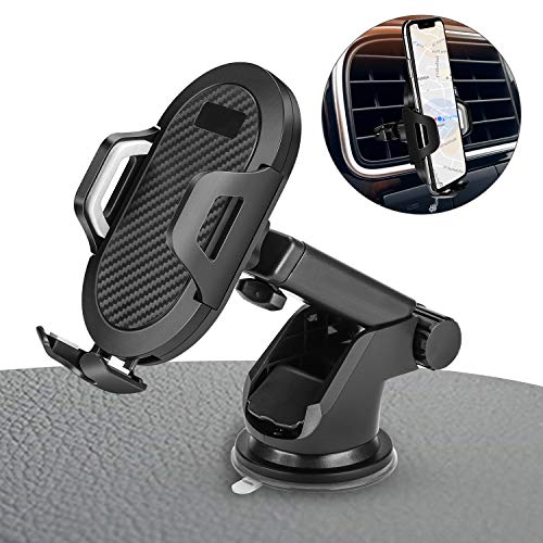 Product Cover Car Phone Mount - Universal Vehicle Dashboard Cellphone Holder, Windshield Air Vent Long Arm Strong Suction Cell Phone Car Mount,Anti-Slip, Anti-Scratch and Anti-Falls Pad - Adjustable Bracket