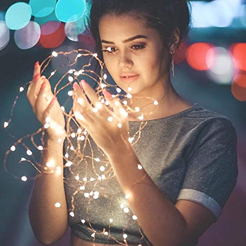 Product Cover TDELTA 12 Pack 10 FT 30 LED Fairy String Lights - LED String Lights - Firefly Lights - Silver Wire - Battery Operated- for Christmas, Bedroom, Patio, Garden, Parties, Warm White
