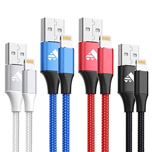 Product Cover iPhone Charger Cable,MFi Certified Fast iPhone Charging Cord 4Pack 3FT iPhone Charger Cord Premium Nylon Braided Charging Cable for Phone Xs XR X11 10 8 Plus 7s 7 Plus 6 6s Plus 5 5S SE iPad