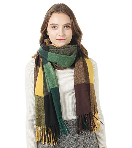 Product Cover YIVEKO Infinity Scarf with Zipper Pocket Women Plaid Scarf Winter Cashmere Feel