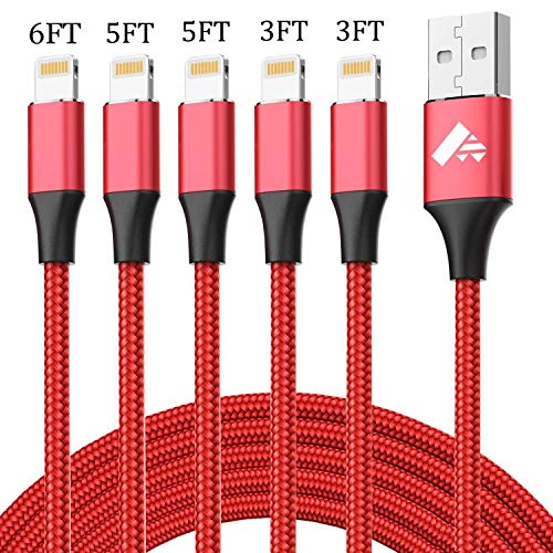 Product Cover iPhone Charger Cable MFi Certified iPhone Charging Cable Fast iPhone Charger Cord 5Pack iPhone Charging Cord Braided Lightning Cable for iPhone XR XS X 10 11 8 8 Plus 7 7 Plus 6s 6 Plus 5 SE iPad