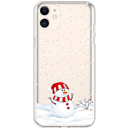 Product Cover Case for iPhone 11 Christmas, Slim Fit iPhone 11 Case Ultra Thin Clear Design Transparent Flexible Cover Xmas Winter Snowman Snowflake Pattern Soft TPU Rubber Protective Case (6.1