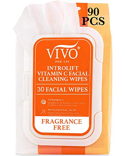 Product Cover Introlift Vitamin C Makeup Remover Wipes - Fragrance Free Makeup Wipes for Face and Neck - Facial Cleansing Wipes with Aloe Vera and Vitamin E and C - Makeup Removing Wipes for Travel - 90 Count