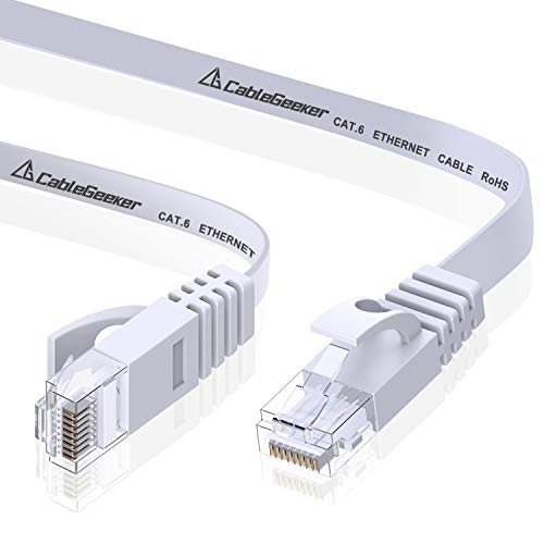 Product Cover Cat 6 Ethernet Cable 10ft 2 Pack (at a Cat5e Price but Higher Bandwidth) Flat Internet Network Cable - Cat6 Ethernet Patch Cable Short - Cat6 Computer Cable with Snagless RJ45 Connectors - White