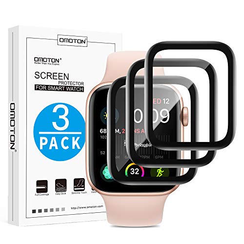 Product Cover [3 Pack] OMOTON for Apple Watch Series 5/4 44mm Screen Protector- Max Protection/Anti Scratch/High Definition Screen Protector for iWatch Series 5/4 44mm