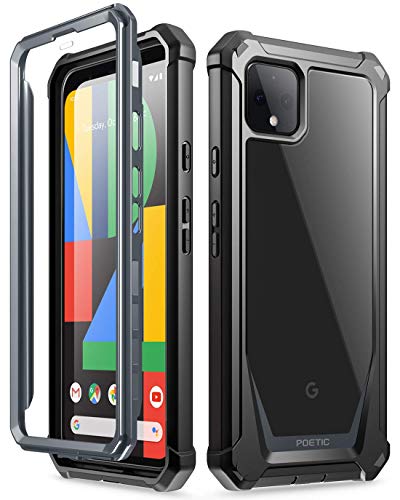 Product Cover Poetic Guardian Series Case Designed for Google Pixel 4 5.7 inch (2019 Release), Full-Body Hybrid Shockproof Bumper Cover with Built-in-Screen Protector, Black/Clear