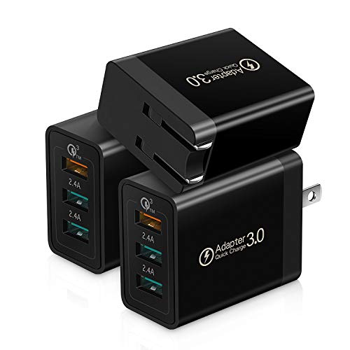 Product Cover Quick Charge 3.0 Wall Charger,[3-Pack] Canjoy 30W 3Ports USB Wall Charger Adapter Fast Charging Block Compatible Wireless Charger,Samsung Galaxy S10 S9 S8 Plus,Note 10 9 8,iPhone,iPad,LG and More