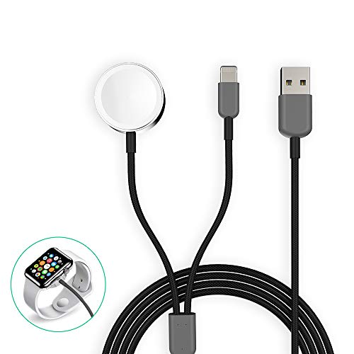 Product Cover Accocam Watch Charger Magnetic 2 in 1 Wireless Charging Cable Compatible with Watch Series 5/4/3/2/1 Phone 11/11Pro/Xr/Xs/8/8P Black 3.3ft