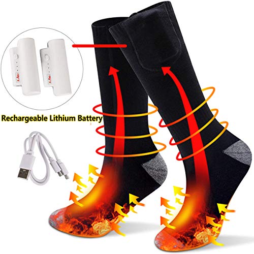 Product Cover Heated Socks, 3.7 V Electric USB Rechargeable Battery Boot Socks with 3 Speed Temperature Control Warm Winter Fast Heating Thermal Socks for Women Men Sports Outdoor Camping Hiking (USB Charger)