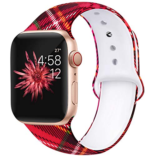 Product Cover Kaome Floral Bands Compatible with App le Watch Band 42mm 44mm, Soft Silicone Fadeless Pattern Printed Replacement Strap Bands for Women, Compatible with iWatch Series 5/4/3/2/1, S/M