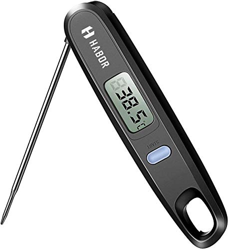 Product Cover Instant Read Digital Cooking, Candy Thermometer with Super Long Probe for Kitchen BBQ Grill Smoker Meat Oil Milk Yogurt Temperature, Standard, Elegant Silver
