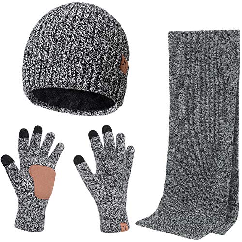 Product Cover Winter 3Pcs in 1 Warm Thick Knit Beanie Hat Long Scarf and Touchscreen Driving Gloves Set for Men by Maylisacc