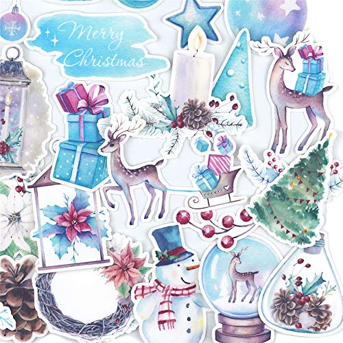 Product Cover Dreamy DIY Christmas Sticker and Winter Nature Decals/Cute Reindeers Snowman Sticker for Card Making, Crafts and Water Bottle/Holiday Decor Decals for Your Scrapbook, Planners and Bullet Journals