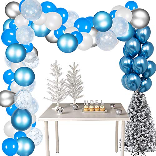 Product Cover Gorse 113 Pack Snowflake Balloon Garland Kit Balloon Arch Kit for Baby Shower Birthday Party Christmas and Winter Wonderland Party Decorations