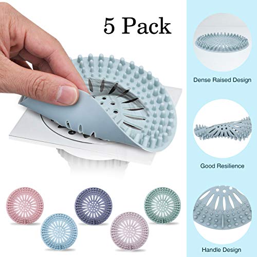 Product Cover LIUMY Hair Catcher,Silicone Hair Stopper,Shower Drain Covers, Sink Drain Filter for Bathroom Bathtub and Kitchen, Easy to Install and Clean, Home Tool Supplies (5 Pack)