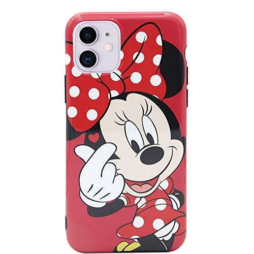 Product Cover MC Fashion iPhone 11 Case, Cute Vibrant Glossy IMD Finger Heart Cartoon Characters Case, Slim Fit Black Bumper Full-Body Soft Protective TPU Case for Apple iPhone 11 6.1 inch 2019 (Minnie Mouse)