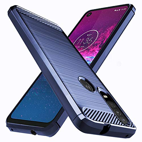 Product Cover Osophter for Moto One Action Case,Moto P40 Power Case Shock-Absorption Flexible TPU Rubber Full-Body Protective Phone Cover for Motorola One Action/P40 Power(Blue)