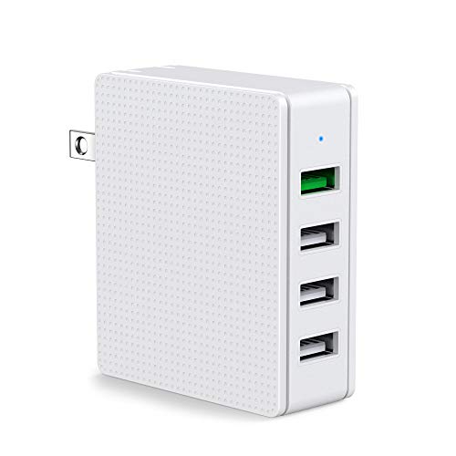 Product Cover USB Wall Charger 4 Port QC 3.0 Fast Charger 3A Desktop Charging Station Multi Port Plug Fast Travel Cube Compatible for iPhone Xs/XS Max/XR/X/8/7/6/Plus iPad Pro/Air 2/Mini 3/Mini 4 Samsung S4/S5