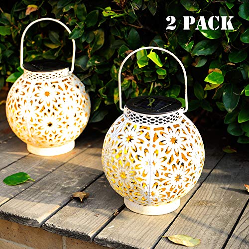 Product Cover Walensee Solar Lantern Outdoor Garden Hanging Lantern Hanging Solar Lights Outdoor Waterproof LED Table Lamp Decorative Hanging Solar Lantern with Handle for Table, Outdoor, Party, White 2 Pack