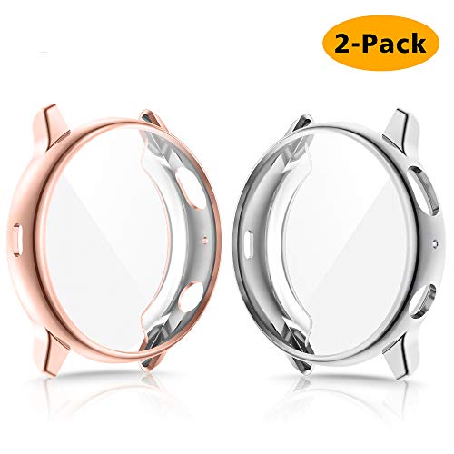 Product Cover EZCO 2-Pack Screen Protector Case Compatible with Samsung Galaxy Watch Active 2 40mm / 44mm, Plated Soft Tup Case Full Coverage Screen Protective Cover Bumper Shell for Galaxy Active 2 Watch
