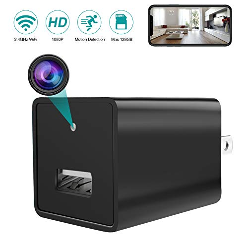 Product Cover Spy Camera Wireless Hidden WiFi Camera with 32GB SD Card HD 1080P USB Charger Hidden Spy Security Camera Nanny Cam with Motion Detection for Home Office