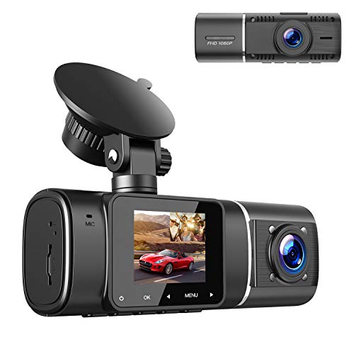 Product Cover TOGUARD Dual Dash Cam with IR Night Vision, HD 1080P Front and 720P Inside Cabin Dash Camera 1.5 inch LCD Screen 310° Wide Angle Dual Lens Car Driving Recorder for Uber Cars Truck Taxi