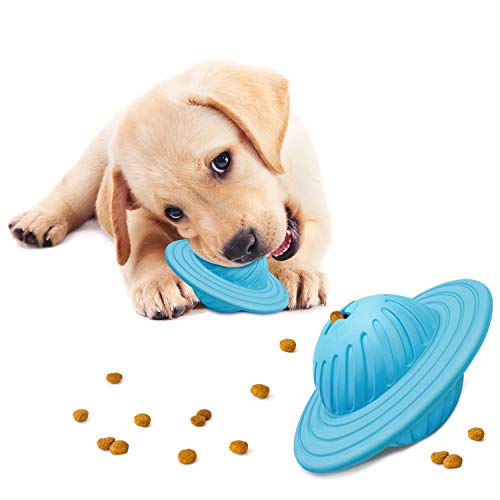 Product Cover Dog Treat Ball Toy IQ Interactive Food Dispensing Puzzle Feeder Ball Natural Rubber Puppy Toys for Medium and Small Dogs Chasing Chewing Playing