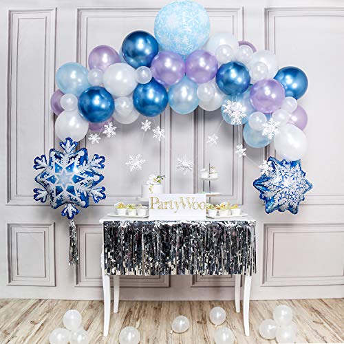 Product Cover PartyWoo Frozen Birthday Party Supplies, Pack of Frozen Party Supplies, Snowflake Decorations, Frozen Party Decorations, Frozen Balloons, Snowflake Balloons for Frozen Birthday, Frozen Party