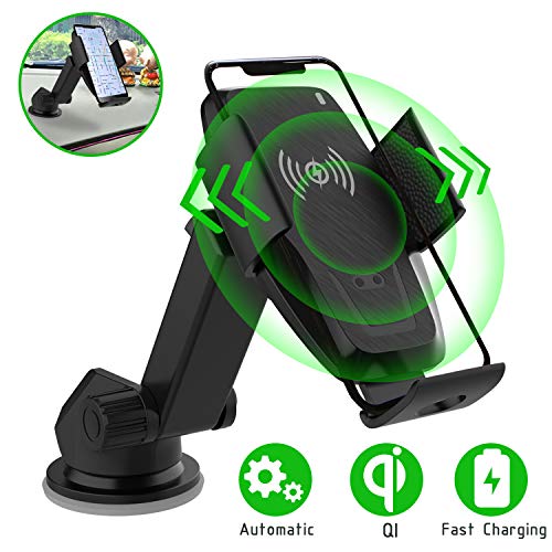 Product Cover Iotton Wireless Car Charger, Auto-Clamp 10W/7.5W Qi Fast Charging Car Mount, Windshield Dash Air Vent Phone Holder Compatible iPhone 11/11 Pro/11 Pro Max/XS/XS Max/X/8/8+, Samsung Note10/S10/S10+/S9