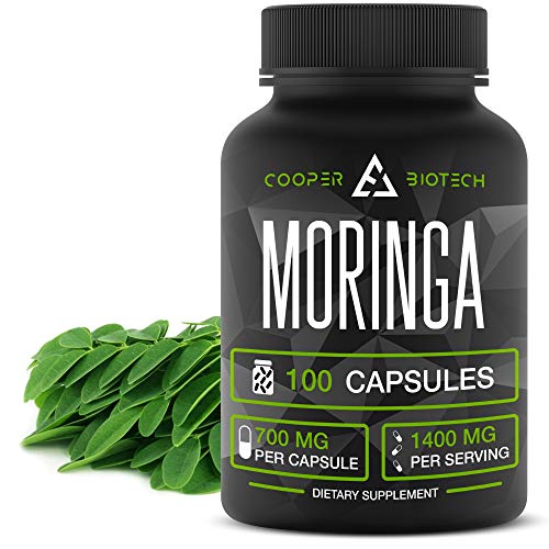 Product Cover Moringa Capsules - Complete Green Superfood Supplement - Organic Moringa Oleifera Powder Capsules - Contains Antioxidants and Nutrients - 100 Capsules