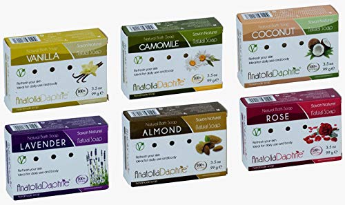Product Cover 100% Natural Soap w/Organic Ingredients, Vegan, Moisturizing, Handmade, Scented w/Premium Essential Oils, Body Soap, Face Soap,and Bath Soap, Detox Spa Soap Bar Gift Set, 3.5 oz (Deluxe, Mix of 6)