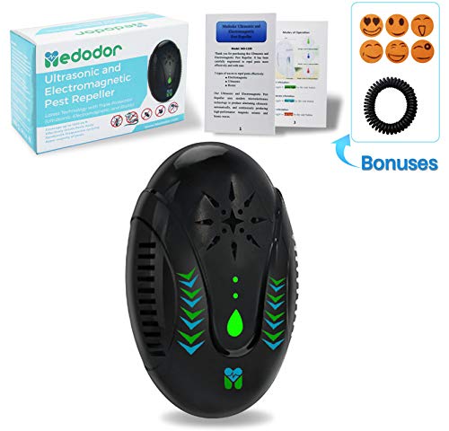 Product Cover Electronic Bug Repellent Plug in Indoor - TRIPLE IMPACT Ultrasonic + Electromagnetic + Bionic - Drives Away - Bugs Mouse Roaches Ants Spiders Rats Bats Flies Mosquitoes Fleas Rodents and Insects