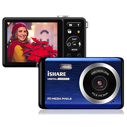 Product Cover Mini Digital Camera for Photography with 2.8 Inch LCD 8X Digital Zoom, 20MP HD Digital Camera Rechargeable Point and Shoot Camera, Indoor Outdoor for Kids/Seniors/Learner(Blue)