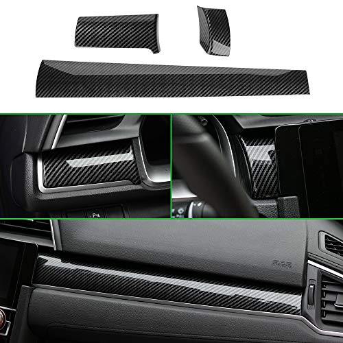 Product Cover Thenice for 10th Gen Civic Dash Board Panel Dial Dashboard Cover Trims ABS Carbon Fiber Style Decal Center Console Moulding Stickers for Honda Civic 2020 2019 2018 2017 2016